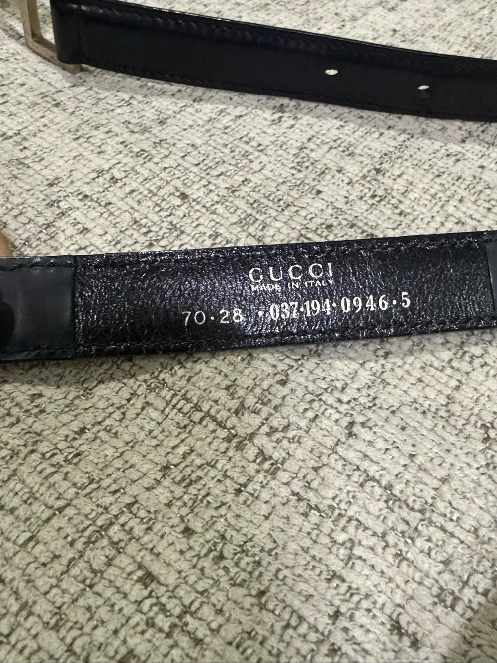 Gucci Black Leather Belt with Silver-Tone Interlocking Buckle